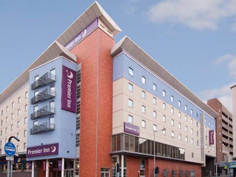 The exterior of the Premier Inn on Angel Street in Sheffield city centre.