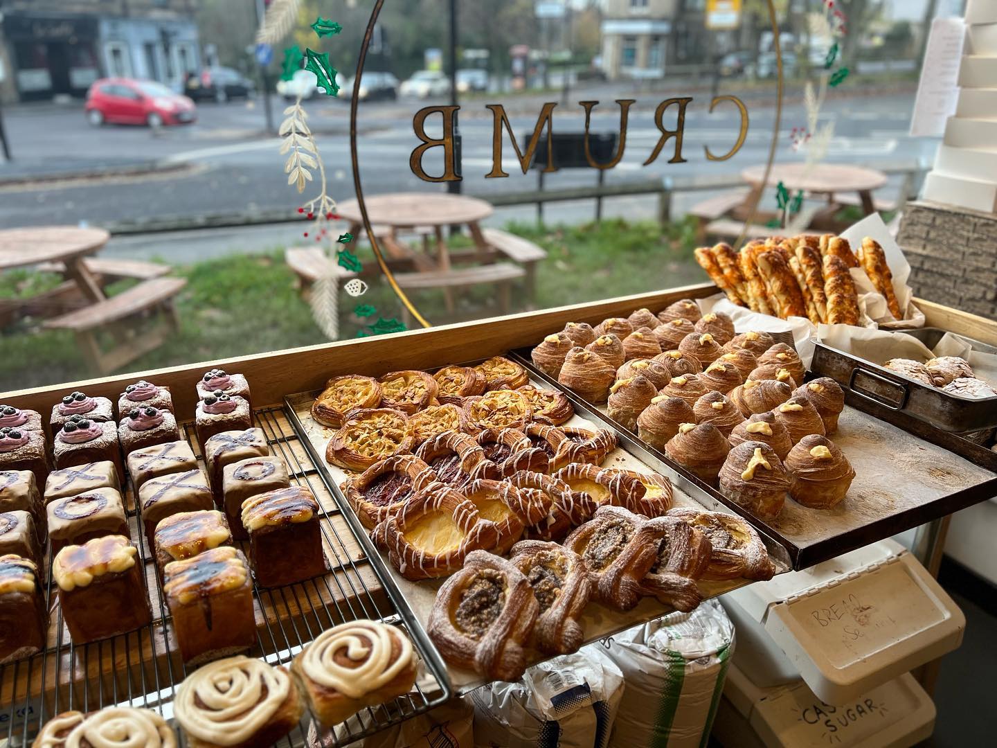 A selection of cakes and pastries at Crumb.