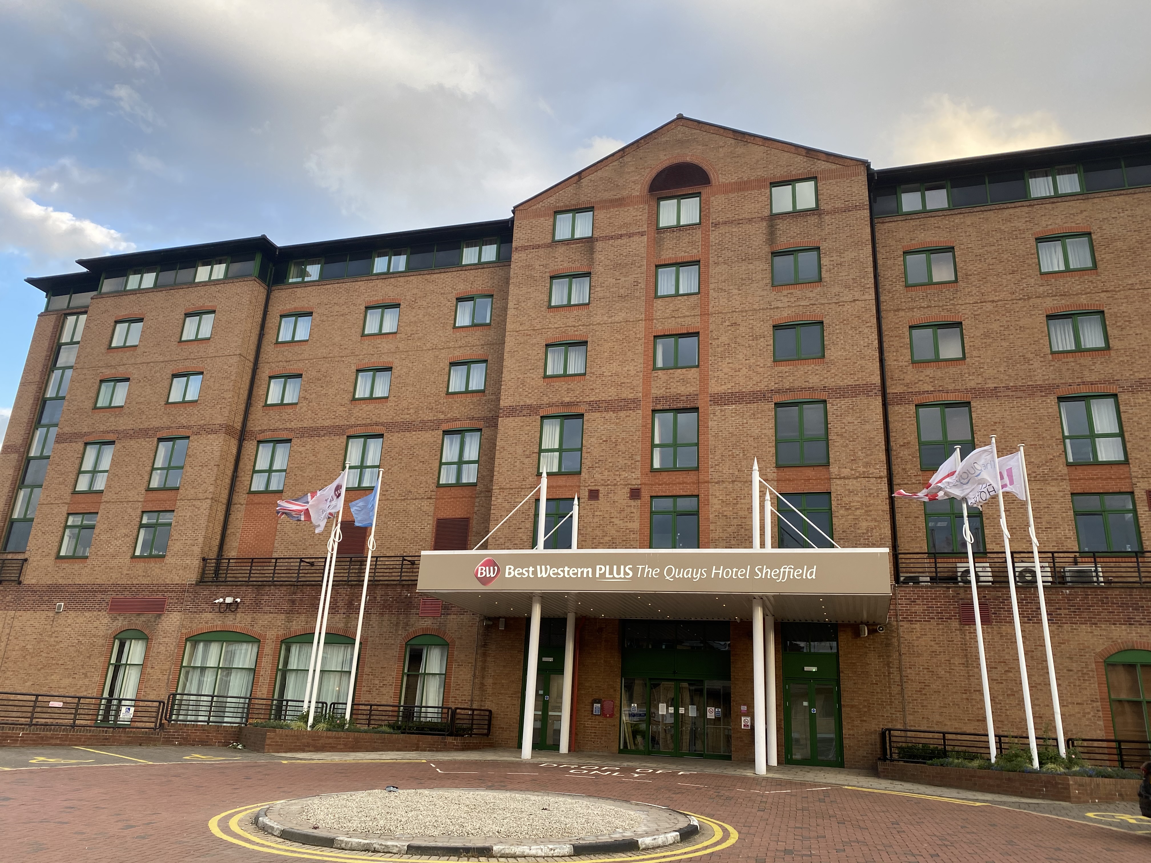 The exterior of the Best Western Plus The Quays Hotel.