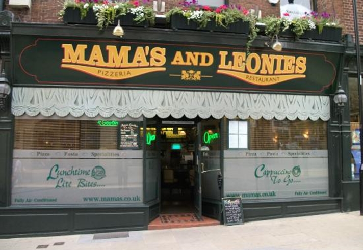 The exterior of the Italian restaurant Mama's & Leonies.