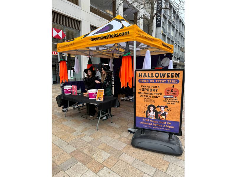 The Trick or Treat Halloween Trail stall on The Moor.
