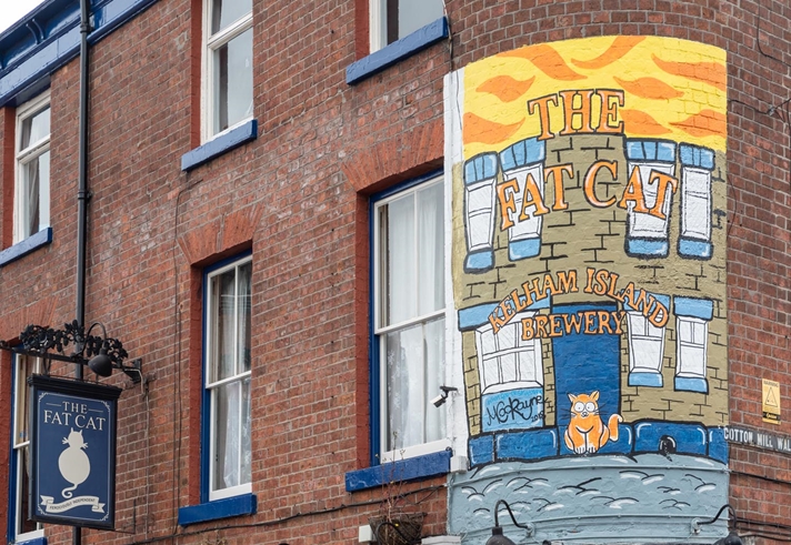 The exterior of The Fat Cat pub.