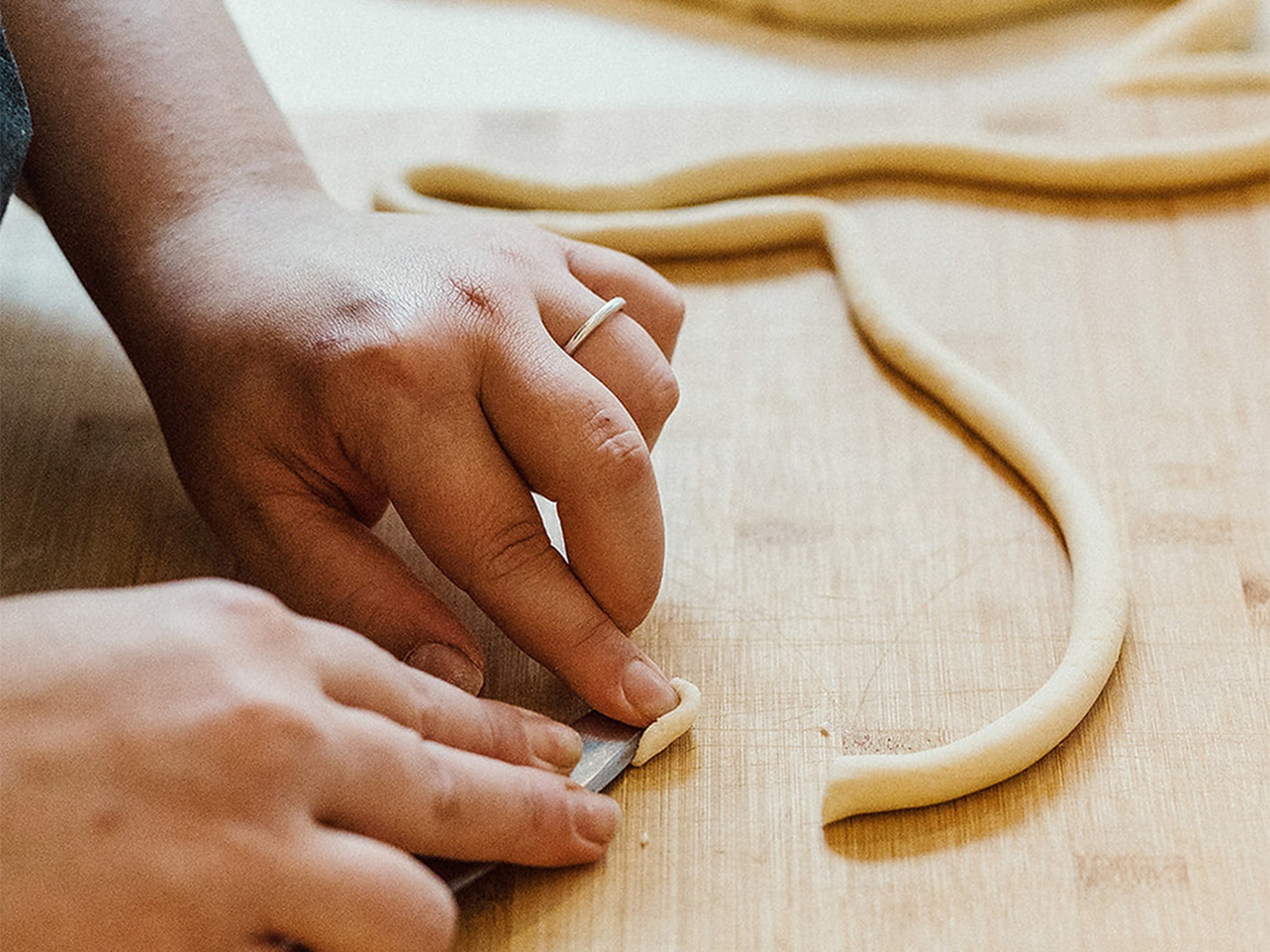 Fresh pasta being made.