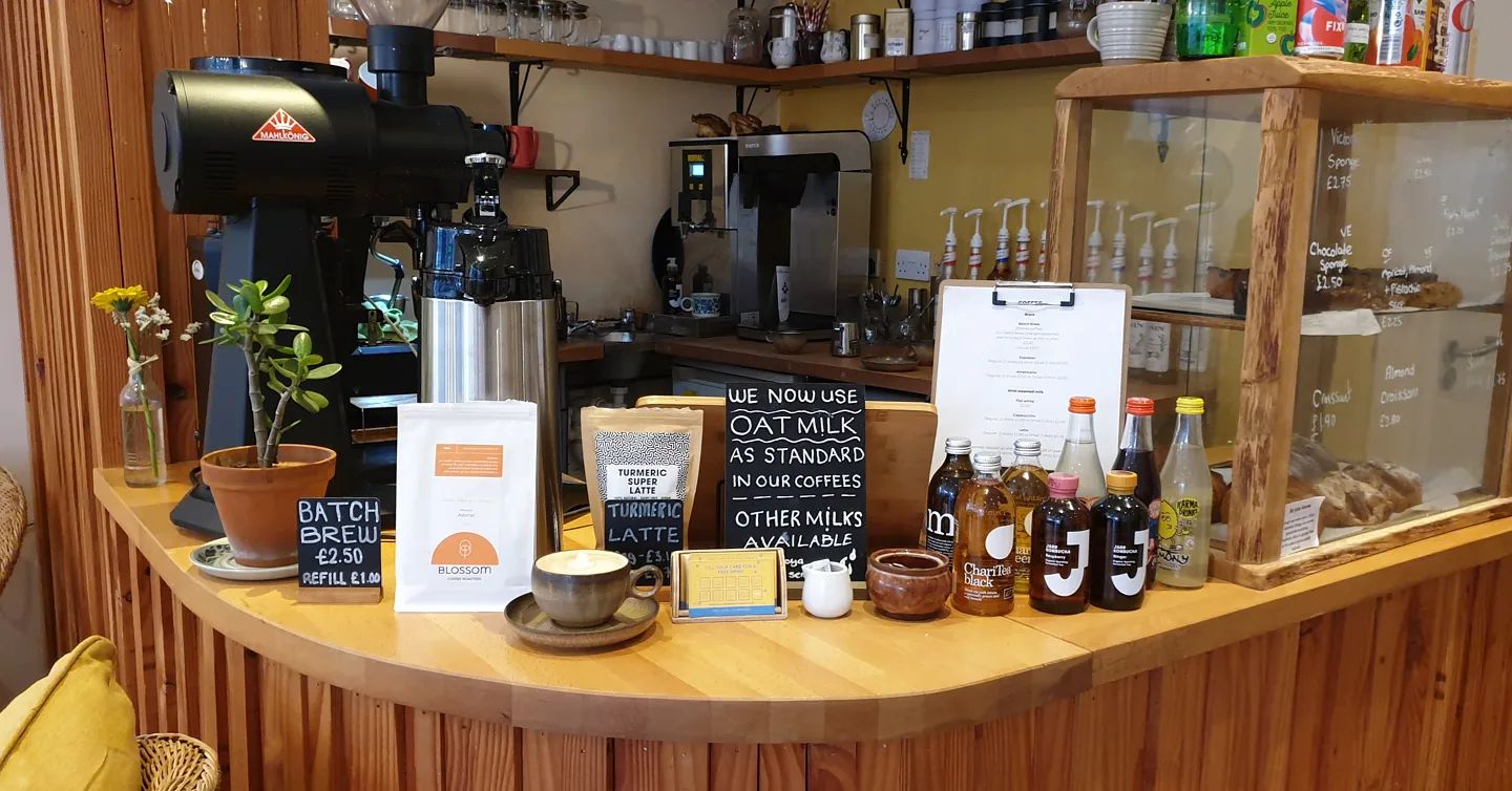 The counter at the Dana Cafe.