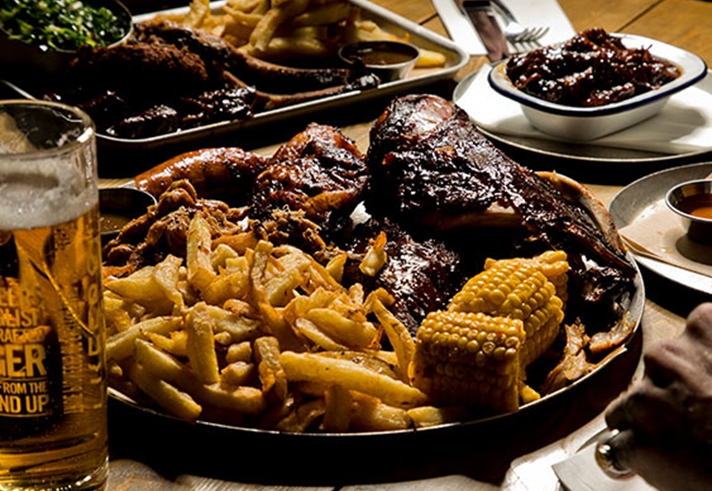 Food at Smoke BBQ.