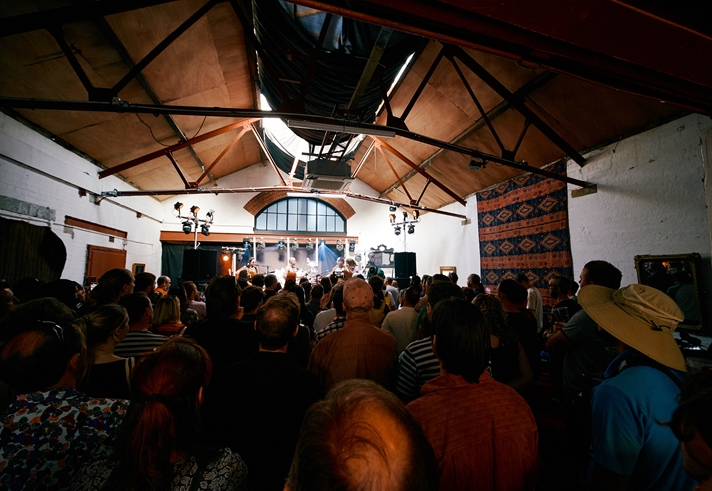 View from the audience watching live music at Yellow Arch venue in Sheffield