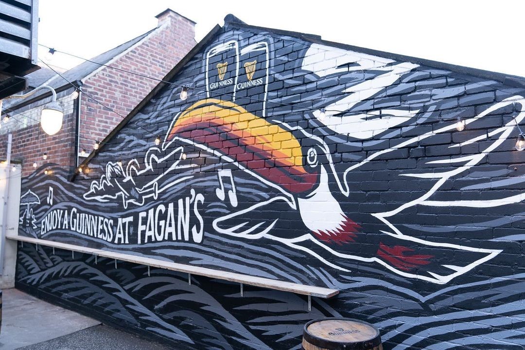 A mural in the beer garden at Fagan's.