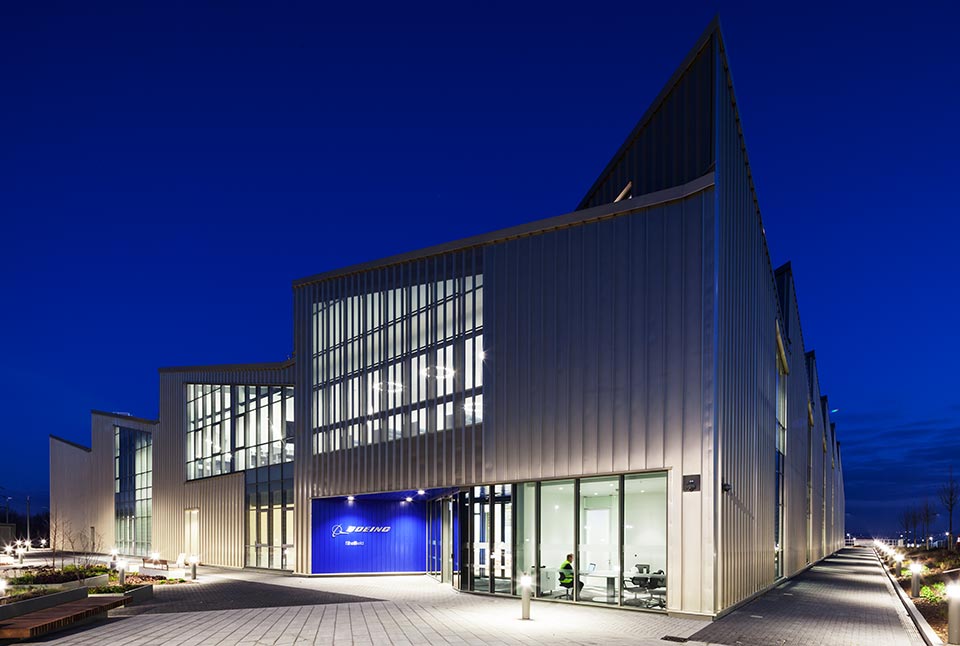 An exterior shot of  Boeing at the AMRC.
