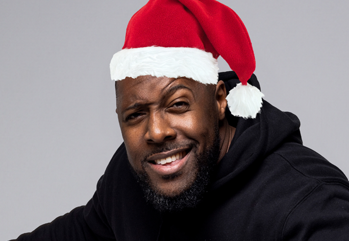 Aurie Styla wearing a Christmas hat.