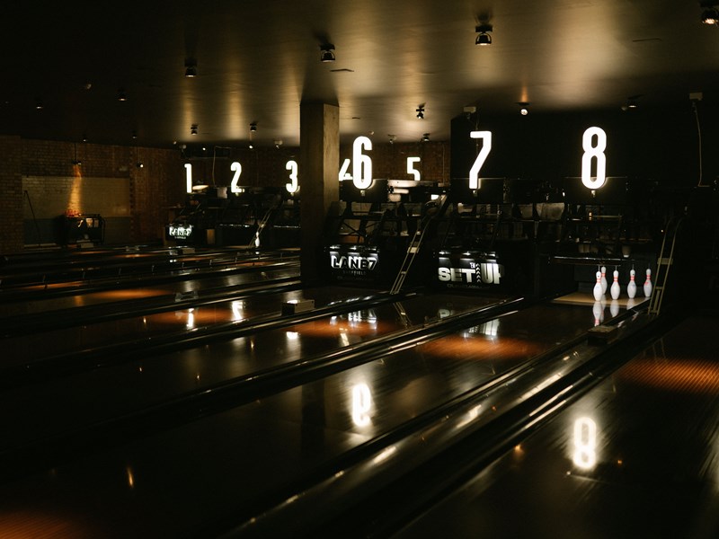 The bowling lanes at Lane7.