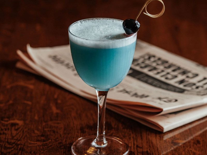A blue cocktail.