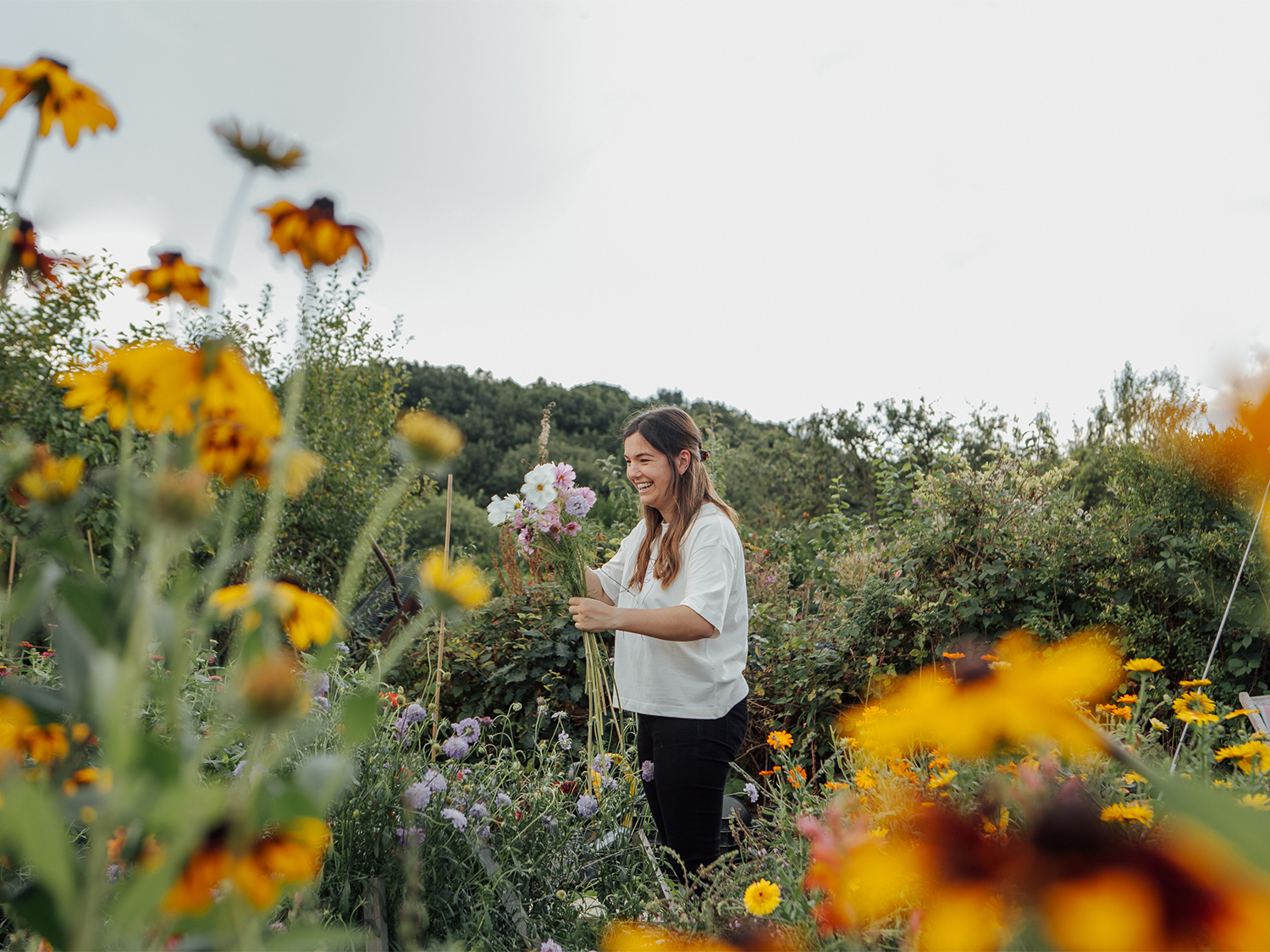 A woman working in an allotment.