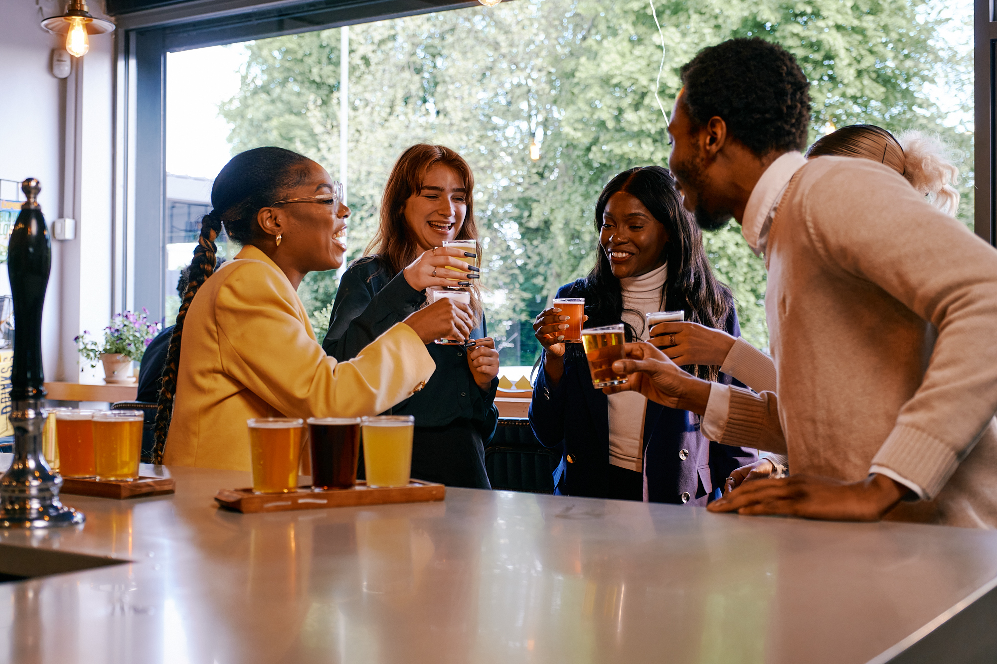 A group of friends enjoying a drink together.