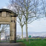 A stone gateway in Norfolk Heritage Park.