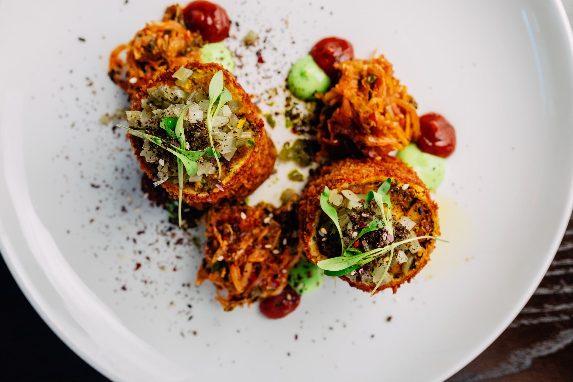 A fancy dish on a white plate.