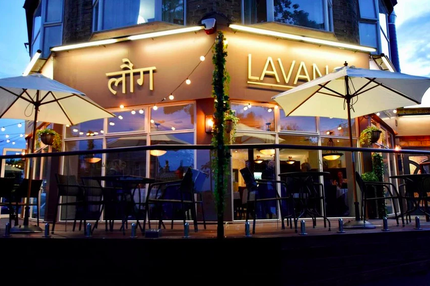 The exterior of Lavang at night.