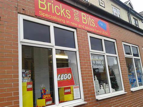 Exterior of the Bricks and Bits Toy Shop.