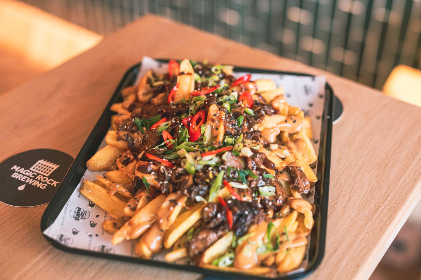 Chips with chilli at The Dark Horse.