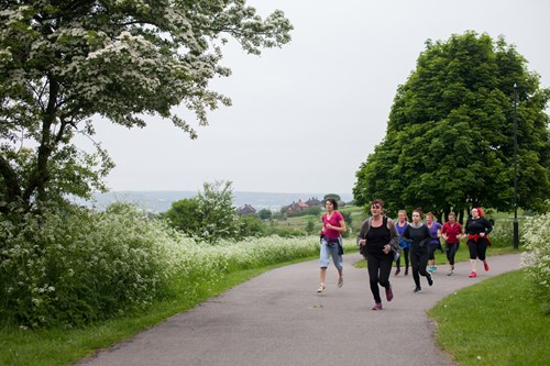 Manor Fields Park and runners on the Run Route