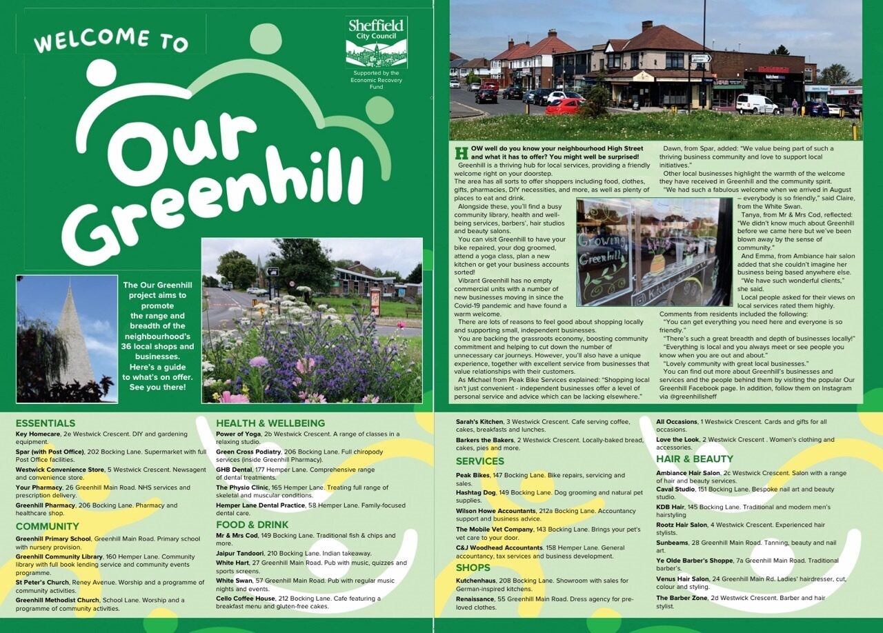 Greener Greenhill wanted to promote the local independent businesses and created a directory showcasing the variety on offer.