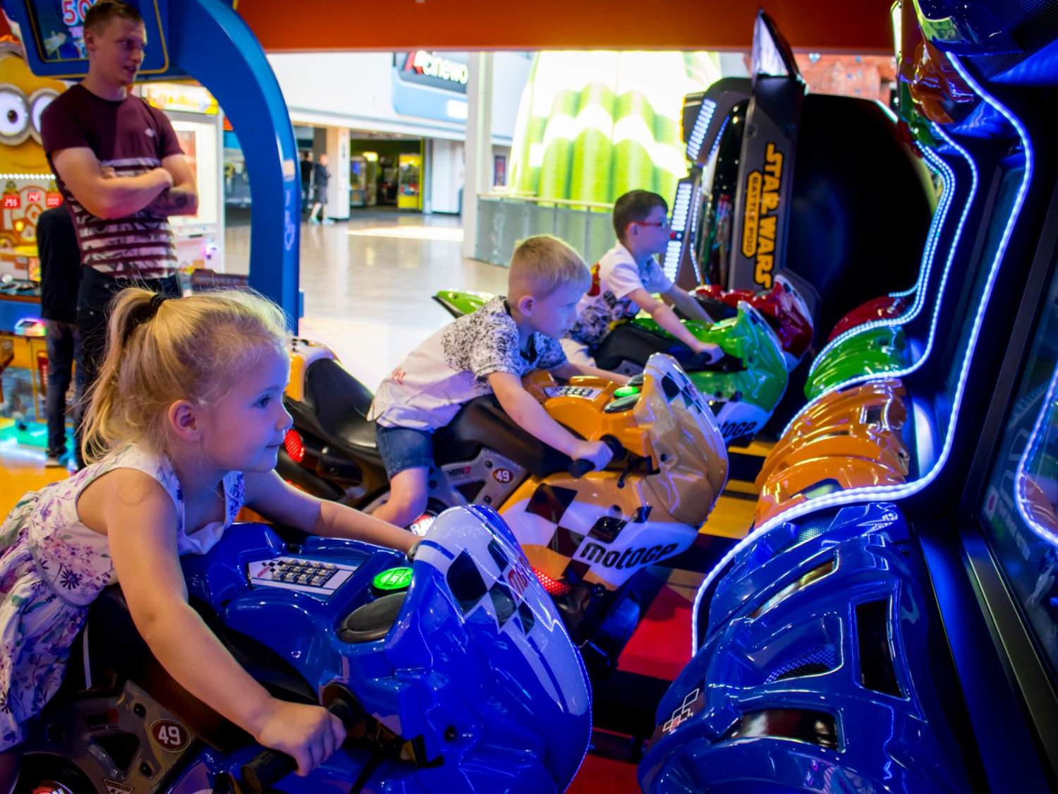 People playing games and having fun at Funstation, in Meadowhall.