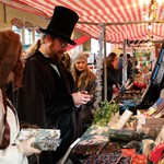 People dressed in Victorian attire at the Kelham Island Museum festive market