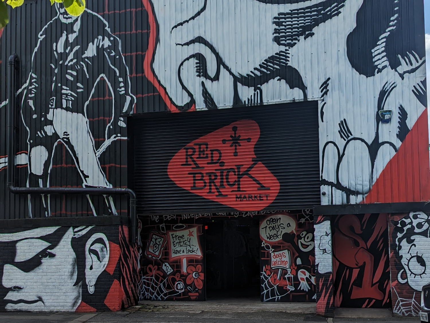 Murals on the outside of the Red Brick Market.