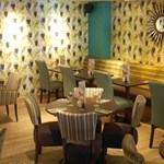 Premier Inn – restaurant with soft seating area for casual dining.