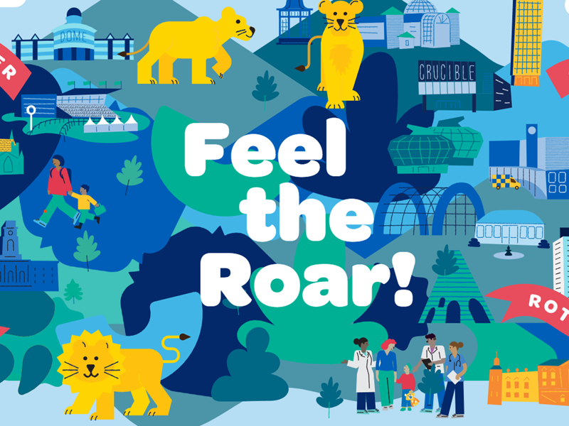 Colourful Pride of Yorkshire artwork mapping the main locations across South Yorkshire